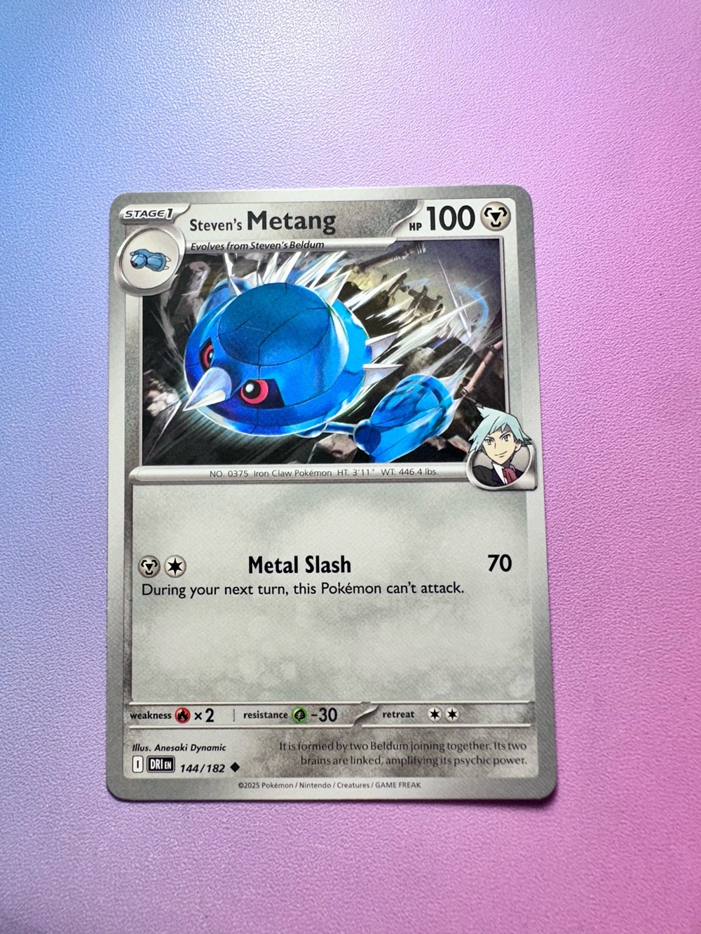 steven’s metang - 144/182 (uncommon) — pokemon: destined rivals